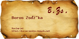 Boros Zsóka névjegykártya